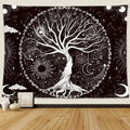 Wonrizon Tree of Life Tapestry,Black and White Galaxy Space Tapestries Aesthetic Psychedelic Wall Hanging decor for Living Room 