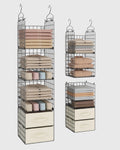 Stelhold 4 Tier Metal Hanging Closet Organizer with 2 Fabric Drawers