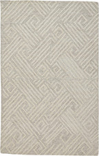 HomeRoots 511864 8 x 11 ft. Tan & Ivory Wool Geometric Hand Tufted Handmade Stain Resistant Rectangle Area Rug