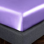 Homiest Lavender Satin Fitted Sheet Twin Xl Size Fitted Bed Sheet, Deep Pocket Fitted Sheet Only, Luxury & Ultra Soft Bedding Fitted Sheet Single Bottom Bed Sheets Sold Separately