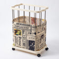 PureBox Laundry Hamper with Wheels, Vintage Rolling Laundry Basket, Cream