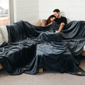 Big Blanket Co Original Stretch Smoke Grey | 120    X 120    (10' X 10') Extra Large Throw Blanket | Soft, Giant, Cozy Blanket T