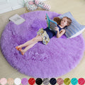 Purple Round Rug for Girls Bedroom,Fluffy Circle Rug 5X5 for Kids Room,Furry Carpet for Teens Room,Shaggy Circular Rug for Nu