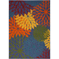 Nourison Aloha Indoor-Outdoor Navy Multicolor 5'3' X 7'5' Area Rug, Easy Cleaning, Non Shedding, Bed Room, Living Room, Dining