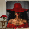 MESHELLY Red Black Girl Shower Curtain 60Wx72H African American Inspirational Quotes Shower Curtain Black Woman Shower Curtain F
