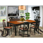 East West Furniture LGKE7-BCH-LC Logan 7 Piece Dining Room Set Consist of a Rectangle Kitchen Table with Butterfly Leaf and 6 Faux Leather Upholstered Chairs, 42x84 Inch, Black & Cherry