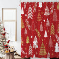 Baccessor Merry Christmas Tree Shower Curtain New Year Red Xmas Pine Trees Snowflake Winter Shower Curtain Polyester Fabric Bath