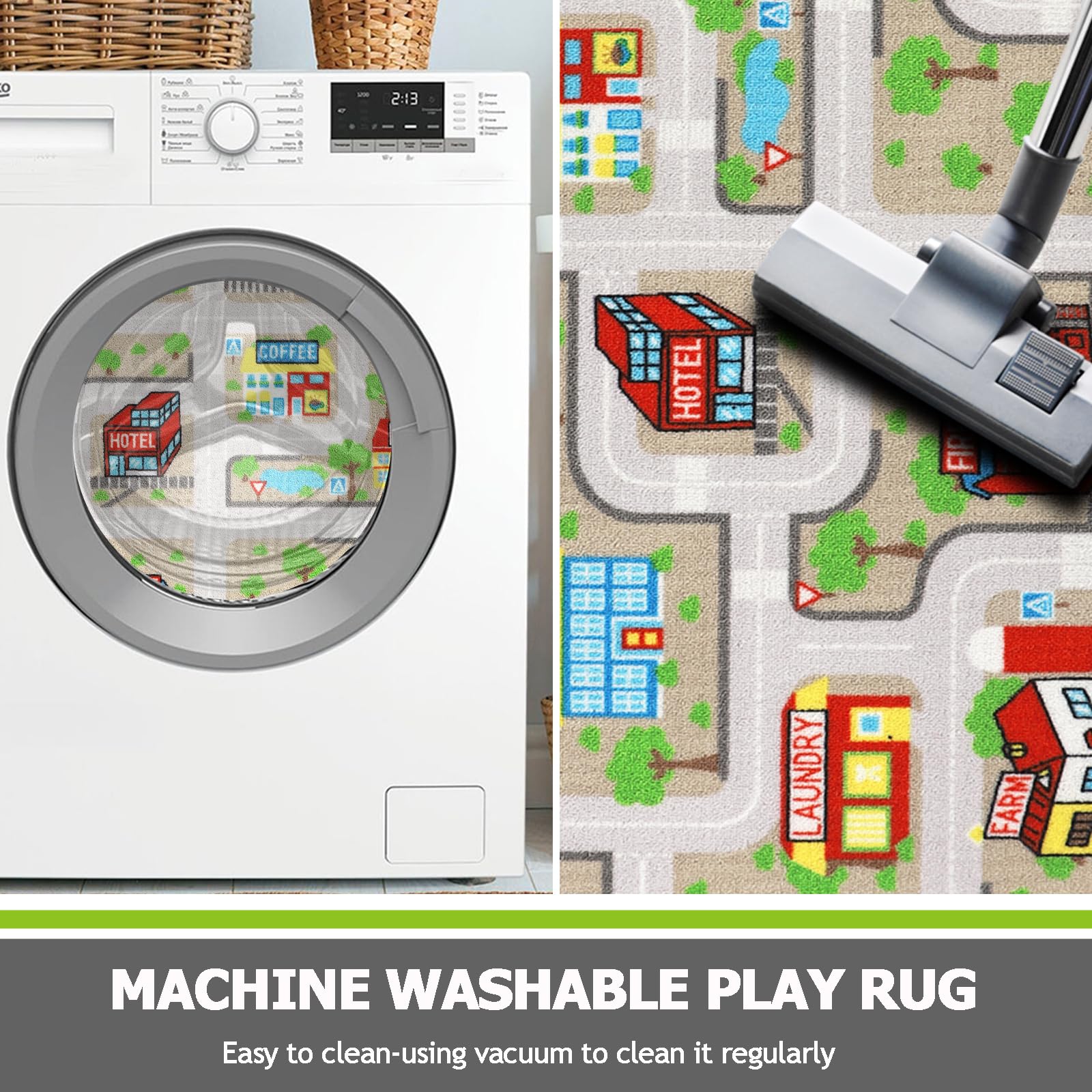 Capslpad Tan Car Road Kid Rug Carpet Playmat For Playoom Traffic Road Kids Play Mat For Toddler Non Slip Washable City Map Race