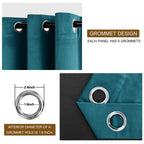 Dwcn Teal Velvet Blackout Curtains - 90 Inches Long Tieable Window Curtains Panels Grommet Design Thick Fabric Thermal Insulated