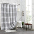 Dkny Chenille Stripe 100% Cotton Fabric Shower Curtain For Bathroom, 72 X 72 Inches, Grey