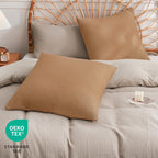 Phf 100% Cotton Waffle Weave Euro Shams 24'X24', No Filling, 2 Pack Elegant Home Decorative Euro Throw Pillow Covers For Bed Couch Sofa, Standstone