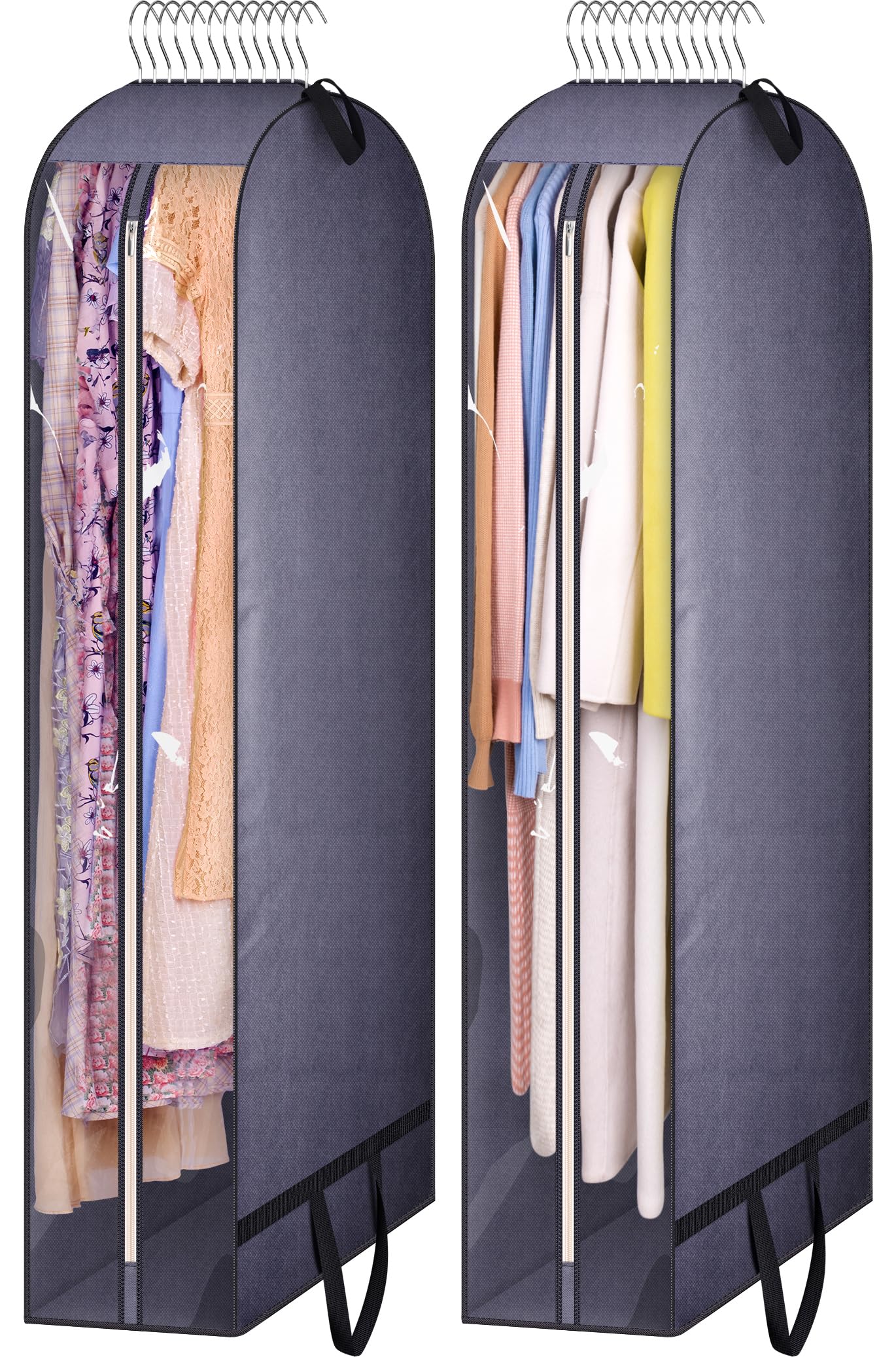 KIMBORA 10 Gusseted Clear Wedding Dress Bags for Gowns, 60 Garment Bags for Hanging Clothes Storage with Handles, Suit Bags for 