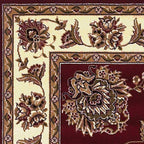 HomeRoots Red/Ivory Polypropylene 2'x3' Red Ivory Machine Woven Floral Traditional Indoor Accent Rug