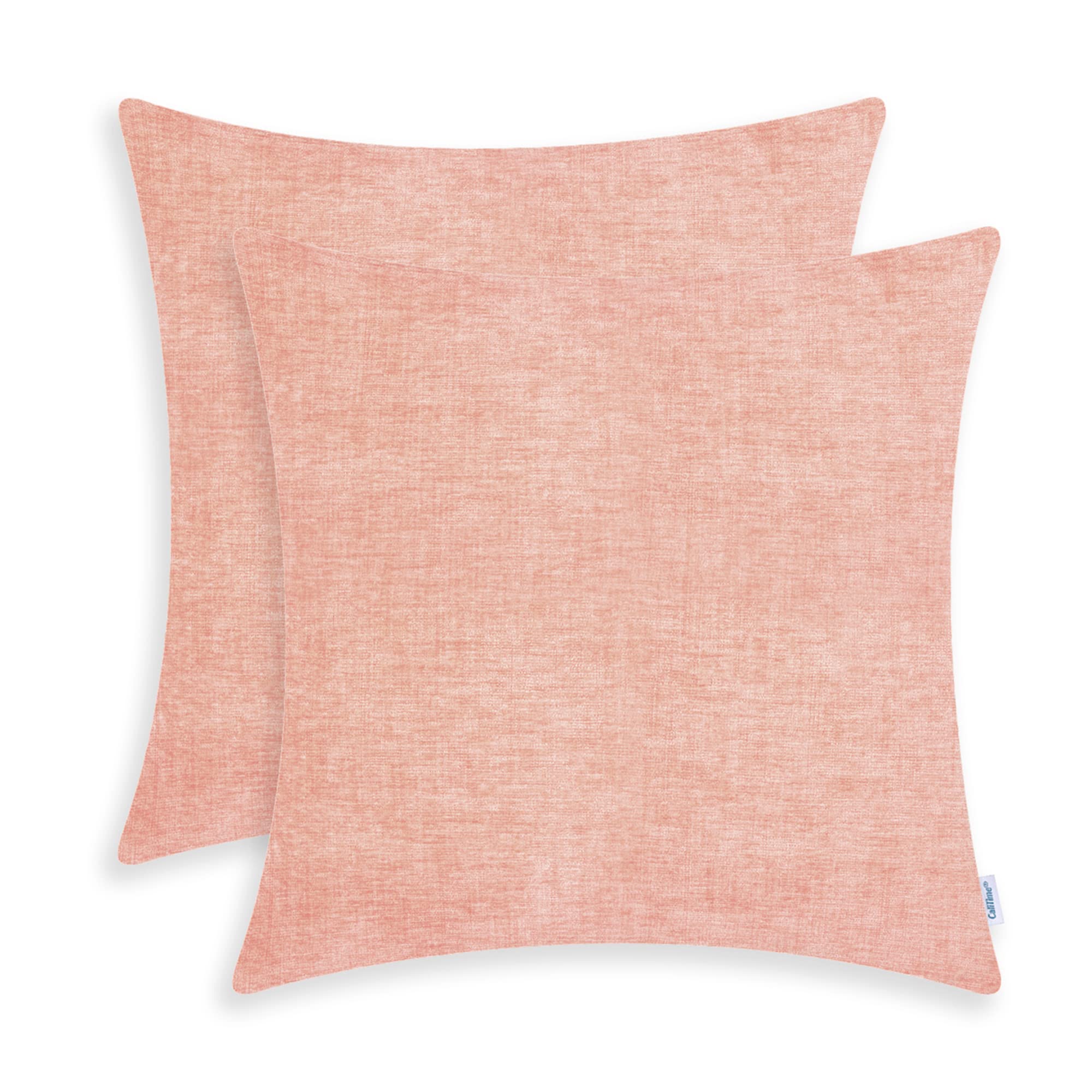 Calitime Pack Of 2 Cozy Throw Pillow Covers Cases For Couch Sofa Home Decoration Solid Dyed Soft Chenille 18 X 18 Inches Dusty P
