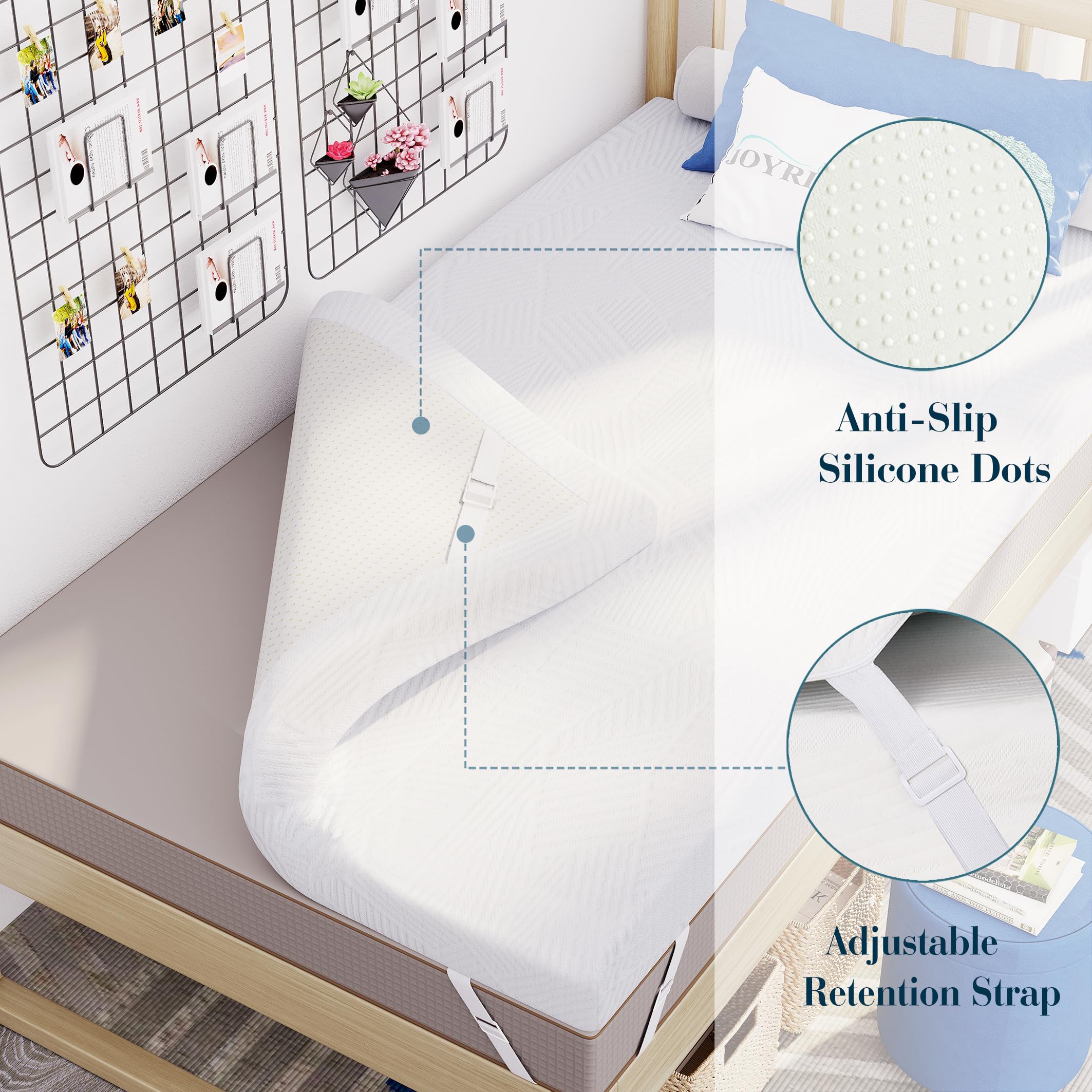 2 Inch Gel Memory Foam Mattress Topper Twin Xl, Cooling Bed Topper With Removable Cover, Soft & Pain Relief & Breathable, Certip