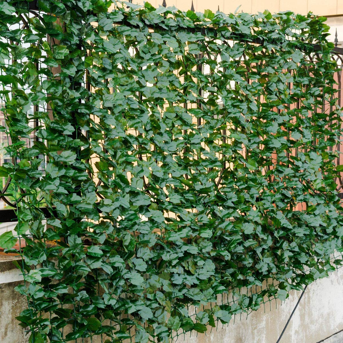 Giantex Artificial Faux Ivy Privacy Fence, 118'X59' Artificial Hedge Faux Ivy Vine Leaf Greenery Wall Screen, Decorative Trell