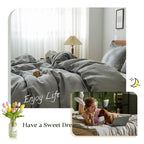 Simple&Opulence 100% Linen Duvet Cover Set, 3 Pcs Pure Natural French Flax Ultimate Grey Duvet Cover King Size, Breathable Soft