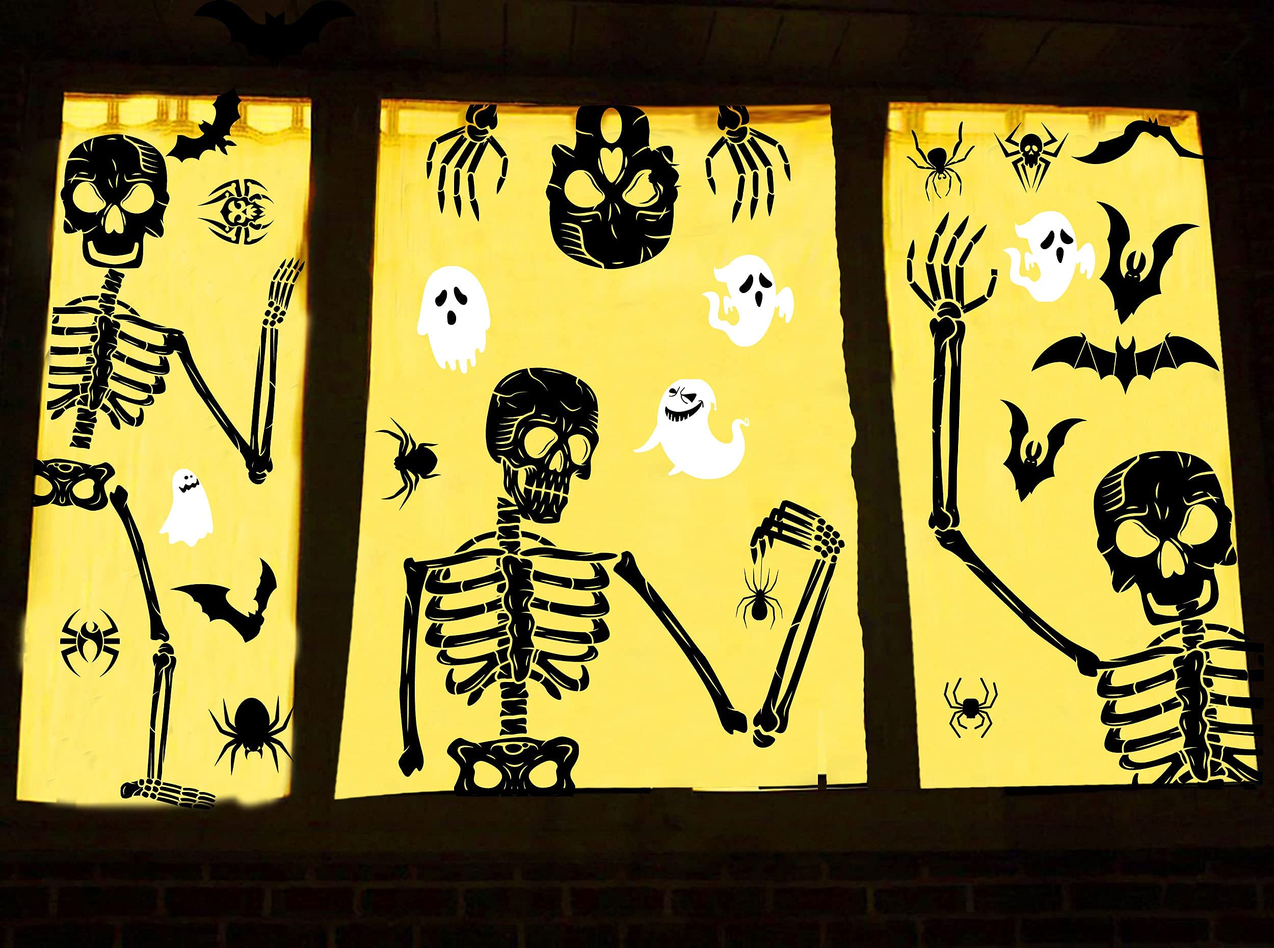 Halloween Window Clings Scary Halloween Window Decorations 3D Skeleton Window Cling Halloween Window Stickers Skeleton Halloween