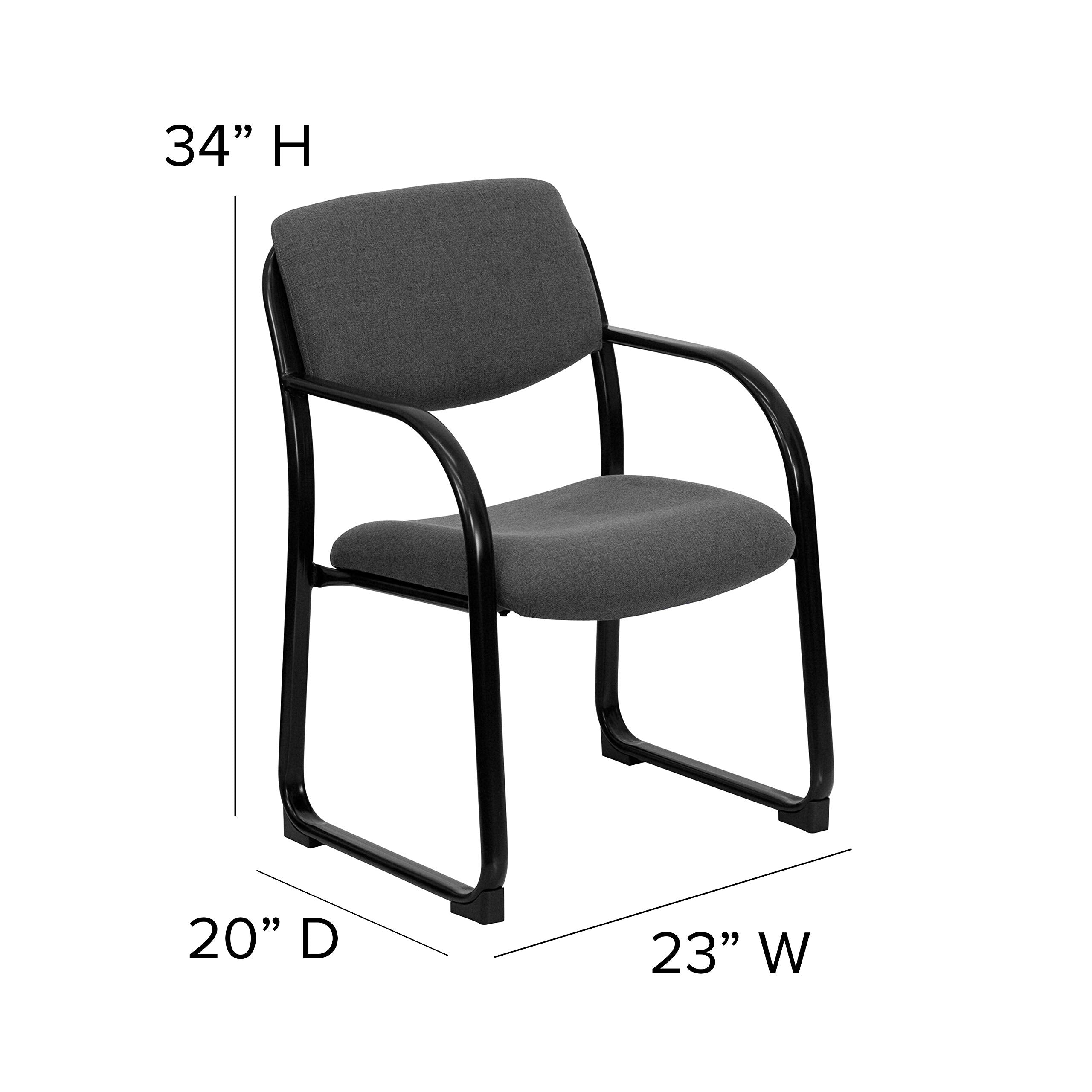 Flash Furniture Richie Gray Fabric Executive Side Reception Chair with Sled Base