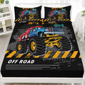 Ailonen Cartoon Truck Fitted Sheet Set Twin Xl Size, Monster Truck Bed Sheet Set,Construction Vehicles Sheets Set,American Flag