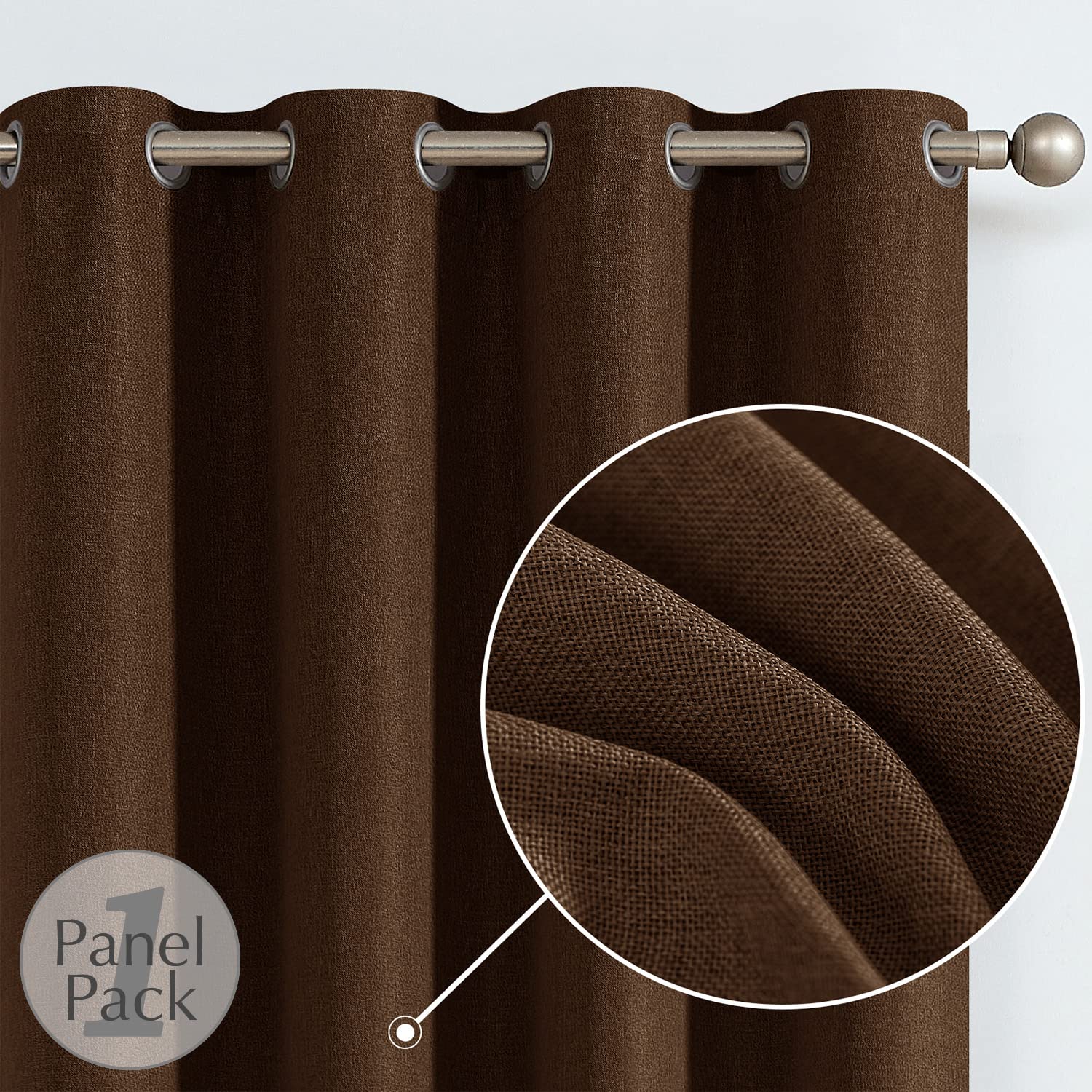 Jinchan Linen Textured Curtains Living Room Thermal Curtains Room Darkening Thermal Insulated Curtains 72 Inch Long Brown Curtains For Bedroom Drape Grommet Top 1 Panel