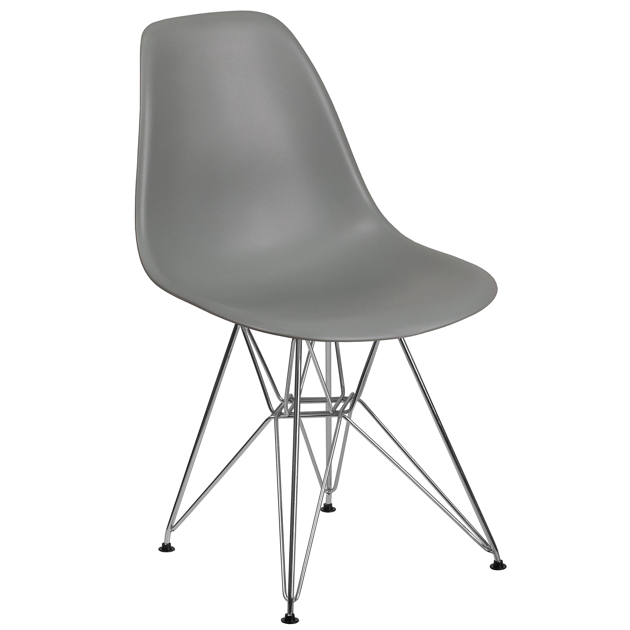 Flash Furniture Elon Series Moss Gray Plastic Chair With Chrome Base
