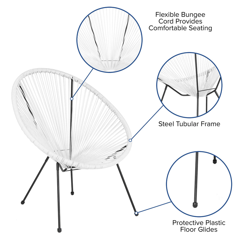 Flash Furniture Valencia Oval Comfort Series Take Ten White Papasan Lounge Chair