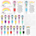 TaoBary 30 Sets Rainbow Motivational Support 4-in-1 Multicolor Ballpoint Pen Squeeze Mini Stress Balls Gift Bulk with Inspiratio