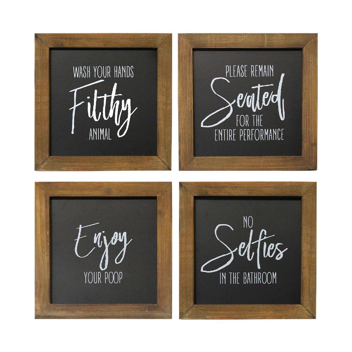 HomeRoots Set Of 4 Funny Bathroom Wall Art