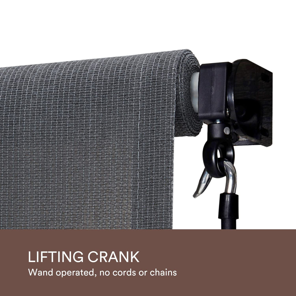 Vicllax Outdoor Roller Shade Fabric For Porch Gazebo, Patio Cordless Blinds Roll Up Shade (7' W X 8' L), Anthracite Grey