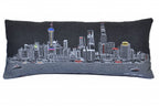 HomeRoots Grey 35' Black Shanghai Nighttime Skyline Lumbar Decorative Pillow