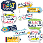 Big Dot of Happiness Funny First Day of School - Back to School Classroom Decorations Photo Booth Props Kit - 10 Piece