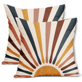 Boho Sun Sunrise Throw Pillow Covers 18X18 Inch Abstract Bohemian Colorful Stripes Pillow Cases Modern Minimalism Rustic Naby Bl