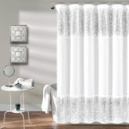 Lush Decor 1 Shimmer Sequins Shower Curtain | Chic Sparkle Design For Bathroom, 70    X 72   , Silver And White, 70' X 72'