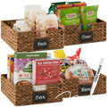 Best Choice Products Set of 4 16x12in Large Water Hyacinth Pantry Baskets, Woven Organizers w/Chalkboard Label, Chalk Marker - C