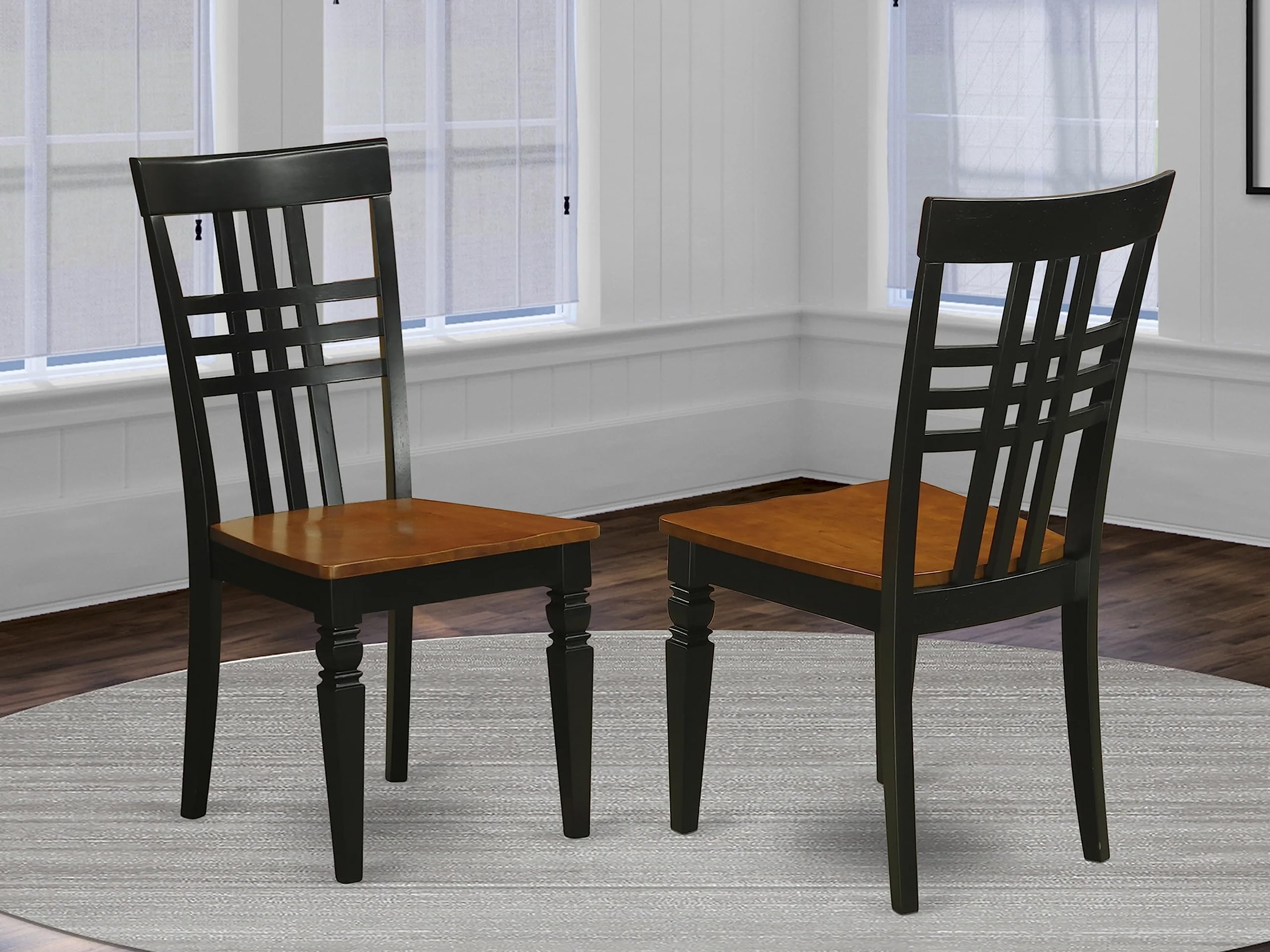 East West Furniture LGC-BCH-W Logan Dining Room Stylish Back Solid Wood Seat Chairs, Set of 2, Black & Cherry