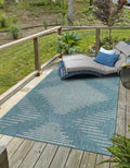 Unique Loom Outdoor Modern Collection Area Rug - Tambor (9' 10' X 13' 1' Rectangle, Light Aqua/ Ivory)