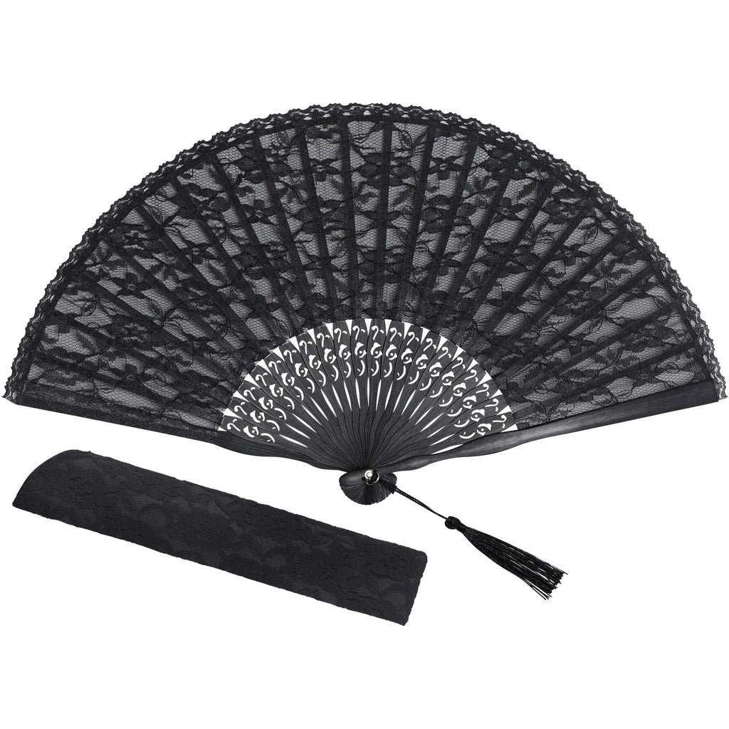 choyaxo Lace Handheld Chinese Folding Fan Bamboo Silk Folding Fan for Women Wedding Decoration Dancing Party,Pink