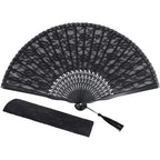 choyaxo Lace Handheld Chinese Folding Fan Bamboo Silk Folding Fan for Women Wedding Decoration Dancing Party,Pink
