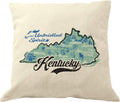 Drupsco 18X18 Kentucky Pillow Cover - Cotton Linen Kentucky Throw Pillow Case, Kentucky Home Decor Pillowcase