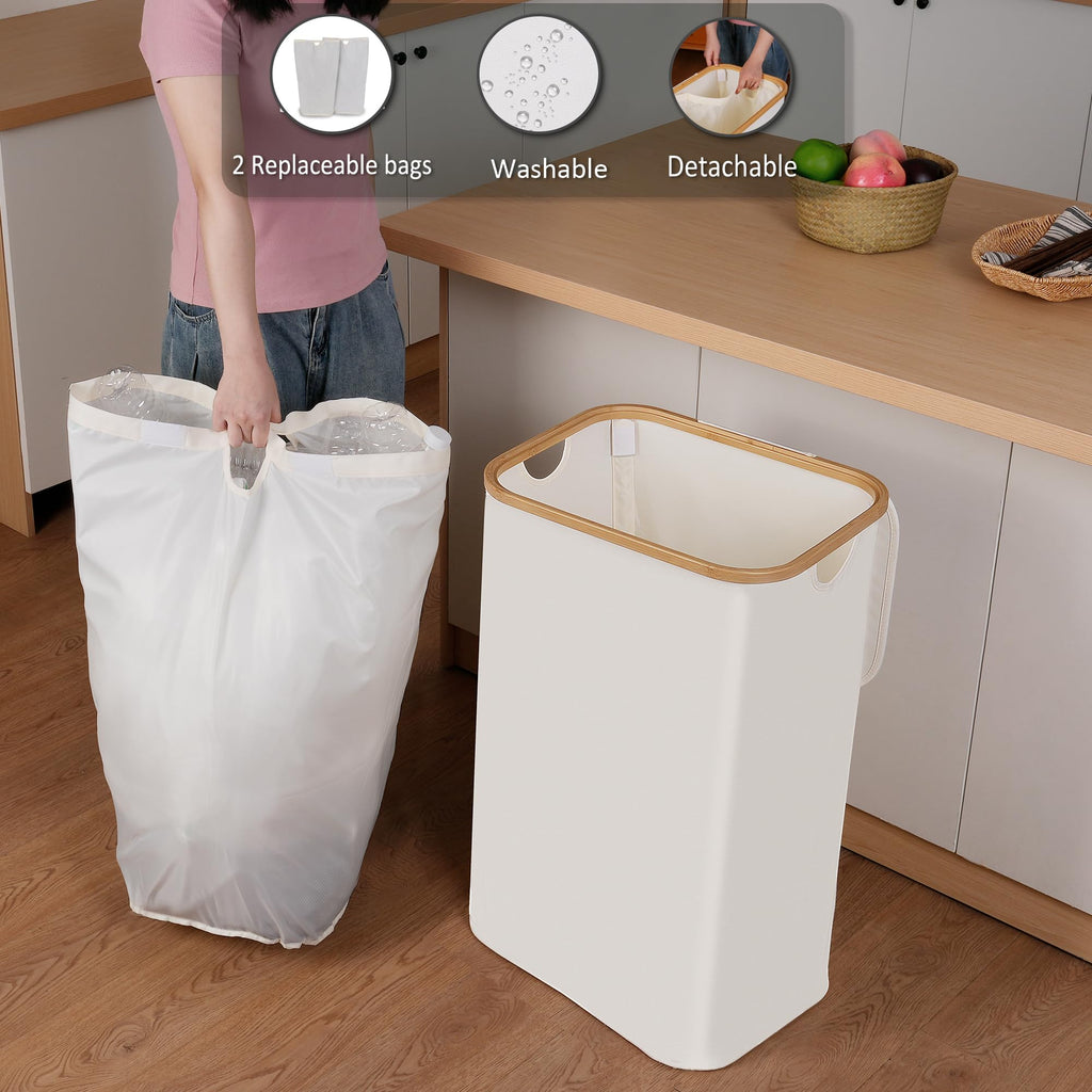 Iegrow 29 Gallon Recycling Bin For Kitchen, Indoor Home Recycle Bins With Lid, 110L Large Recycling Bin With 2 Removeable Reusab