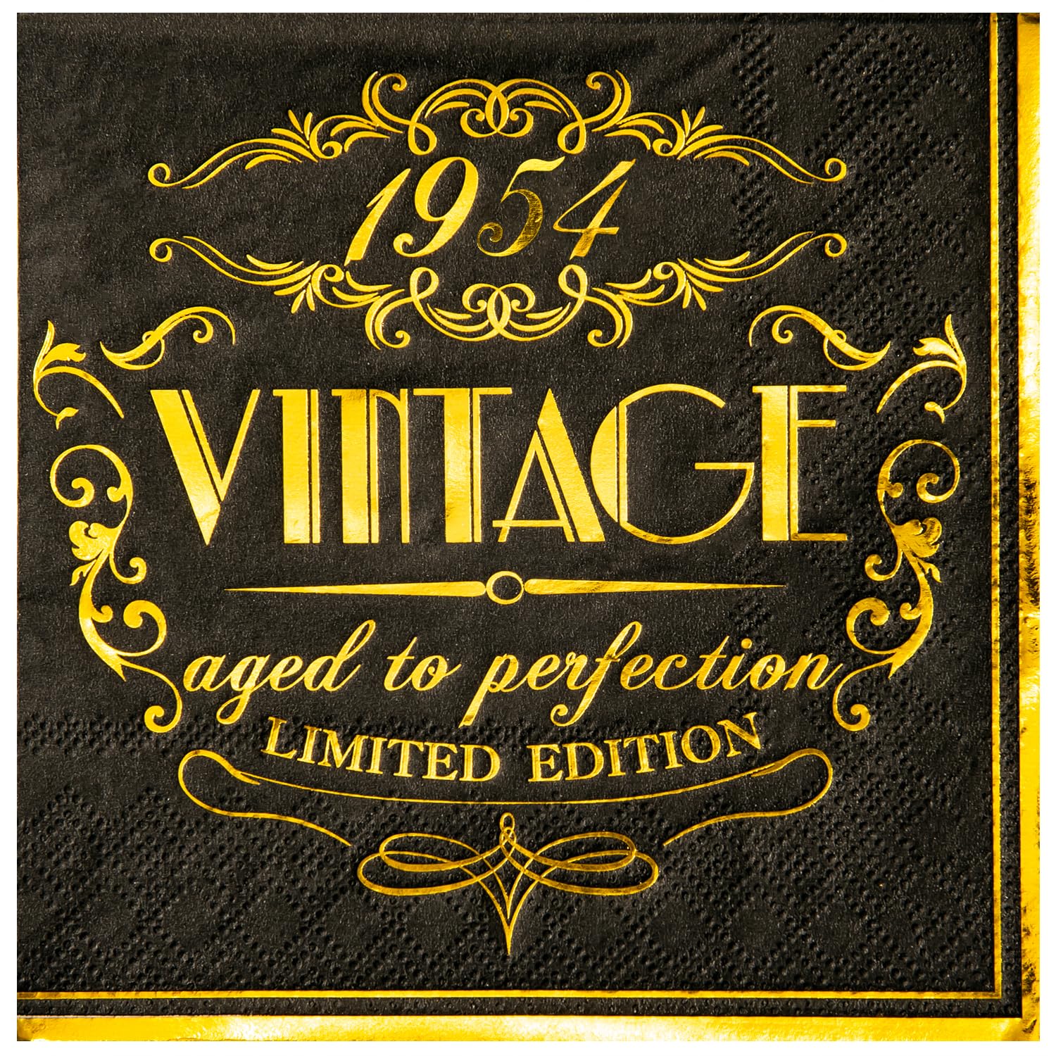 Crisky 70th Birthday Napkins for Men 70th Birthday Table Decorations Black Gold Vintage 1954 Beverage Dessert Cake Table Decorat