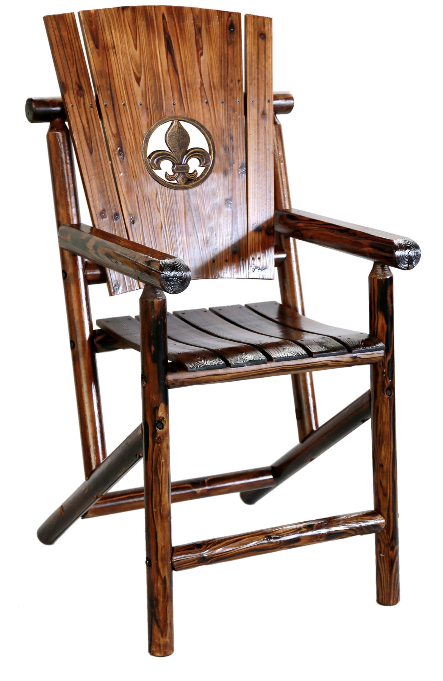 Leigh Country TX 93733 Char-Log Bar Arm Chair W/Fleur-De-Lis