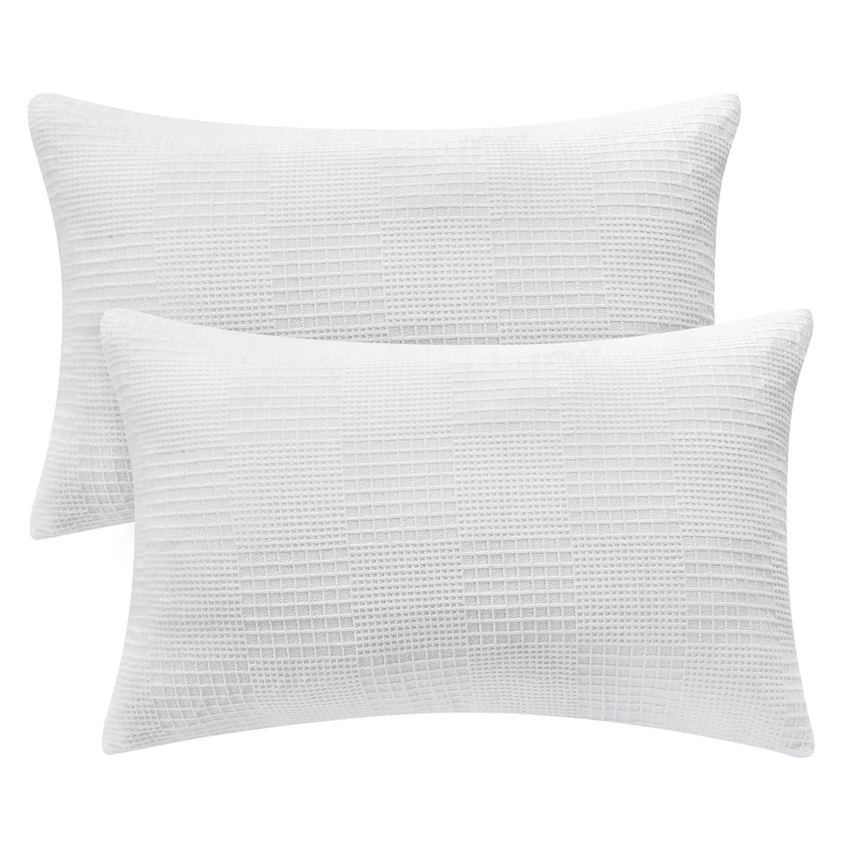 Bedelite Flannel Pillow Cases Queen Size Set Of 2, Waffle Weave Fleece Pillow Case Covers With Zipper For Bedroom, Sofa, Luxury