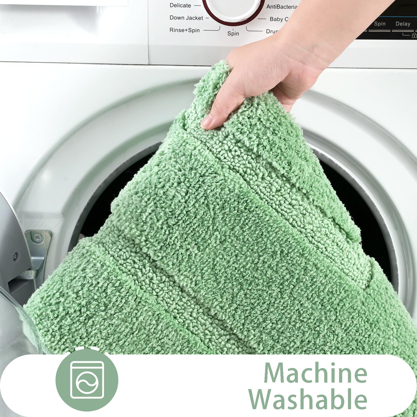 Homore Bathroom Rug, Sage Green Bathroom Rugs 24X36 Inch, Thick Soft And Absorbent Microfiber Bathroom Runner Rug, Non Slip Bath