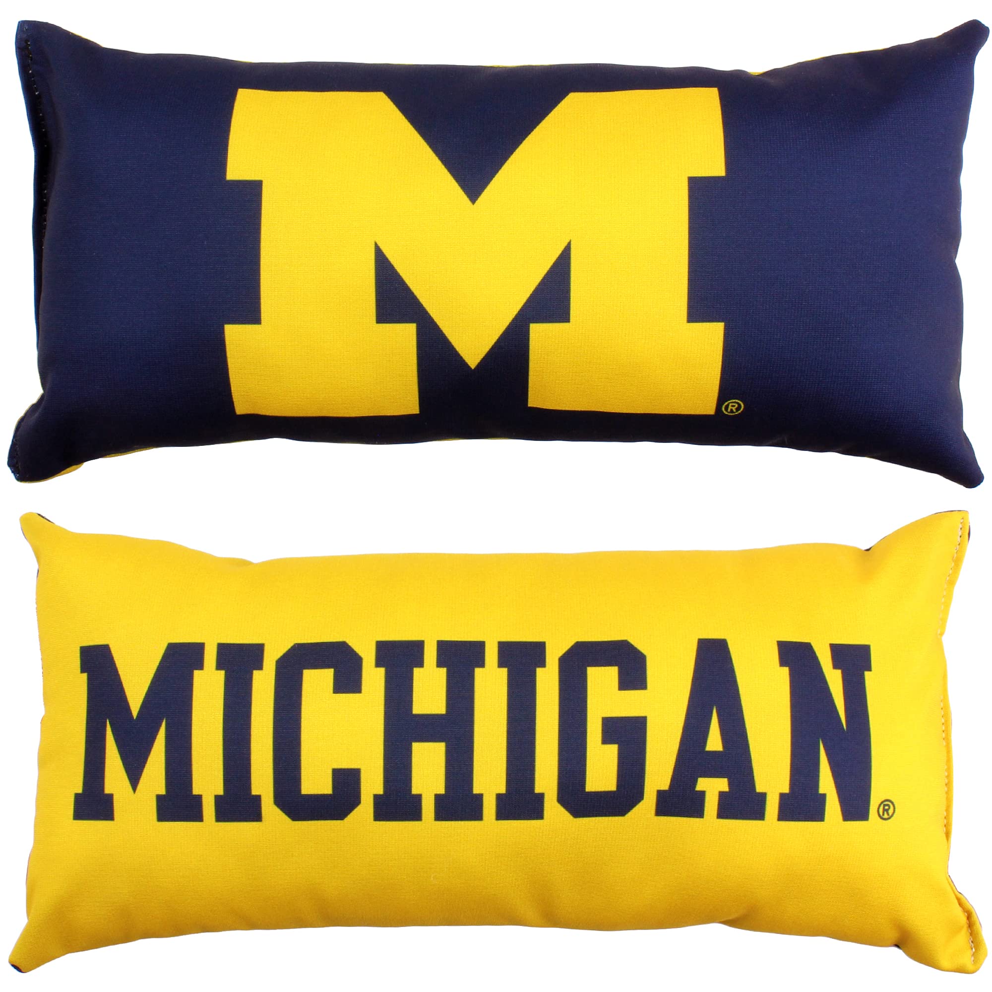 College Covers Solid Color Bolster Travel Pillow, 1 Count (Pack Of 1), Michigan Wolverines