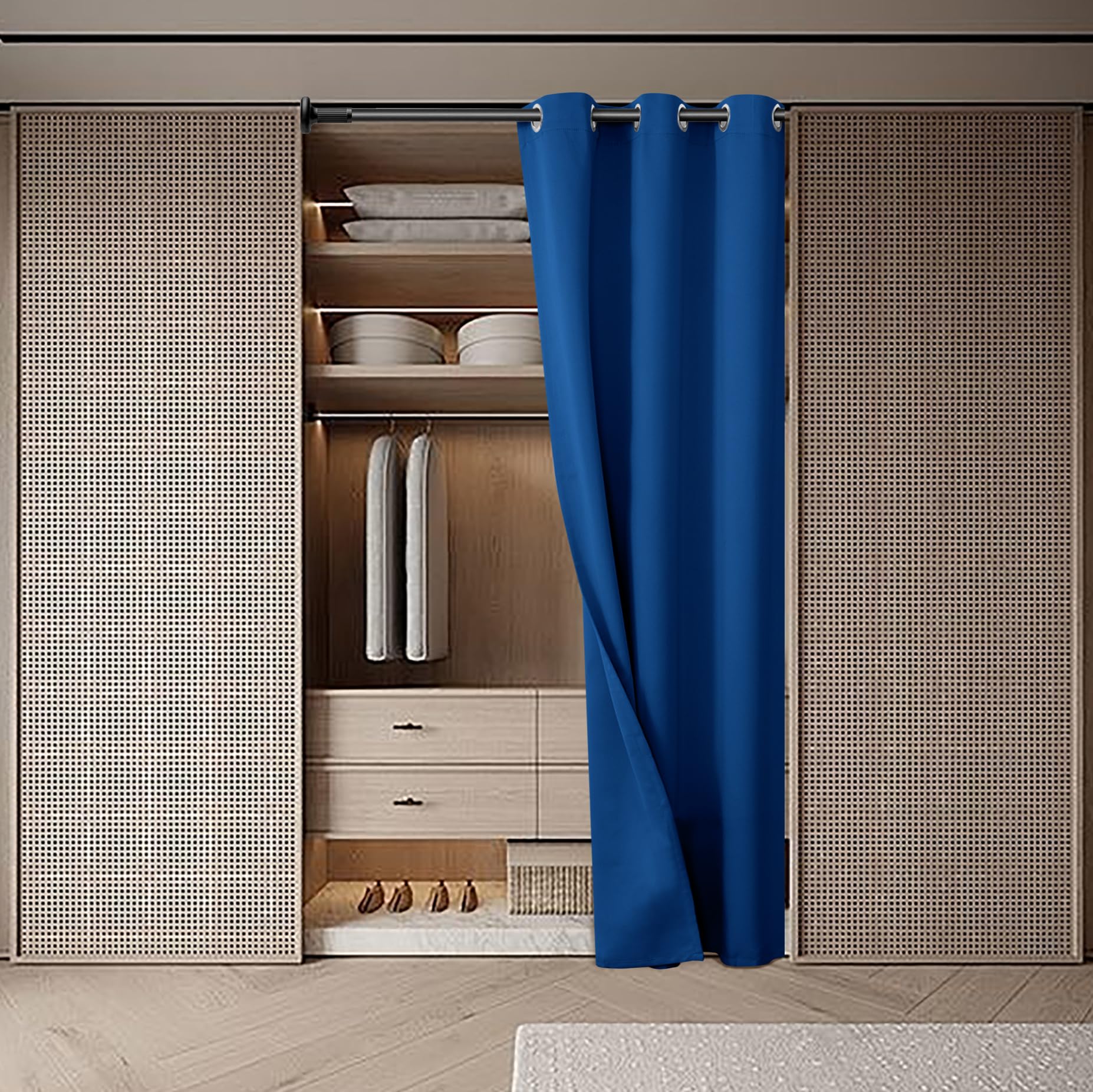 Bgment Royal Blue Door Curtain 80 Inch Length For Doorway, Bedroom Closet Curtain, Privacy Thermal Insulated Blackout Grommet Room Divider For Room Separation, 1 Panel, 34 Inch Wide