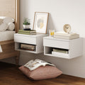Nathan James Jackson Modern Floating Bedside Nightstand with Drawer, Set of 2, White - Set of 2