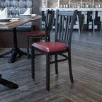 Flash Furniture HERCULES Series Black Vertical Back Metal Restaurant Chair - Burgundy Vinyl Seat