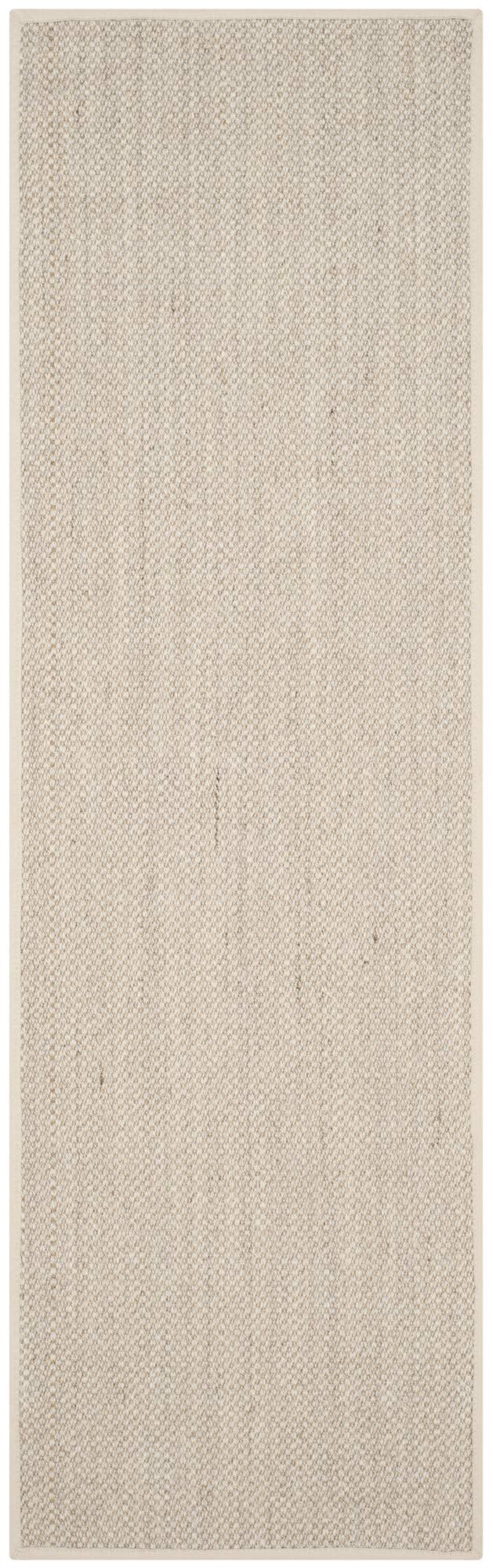 SAFAVIEH Natural Fiber Collection Runner Rug - 26 x 8, Marble & Beige, Border Sisal Design, Easy Care, Ideal for High Traffic 